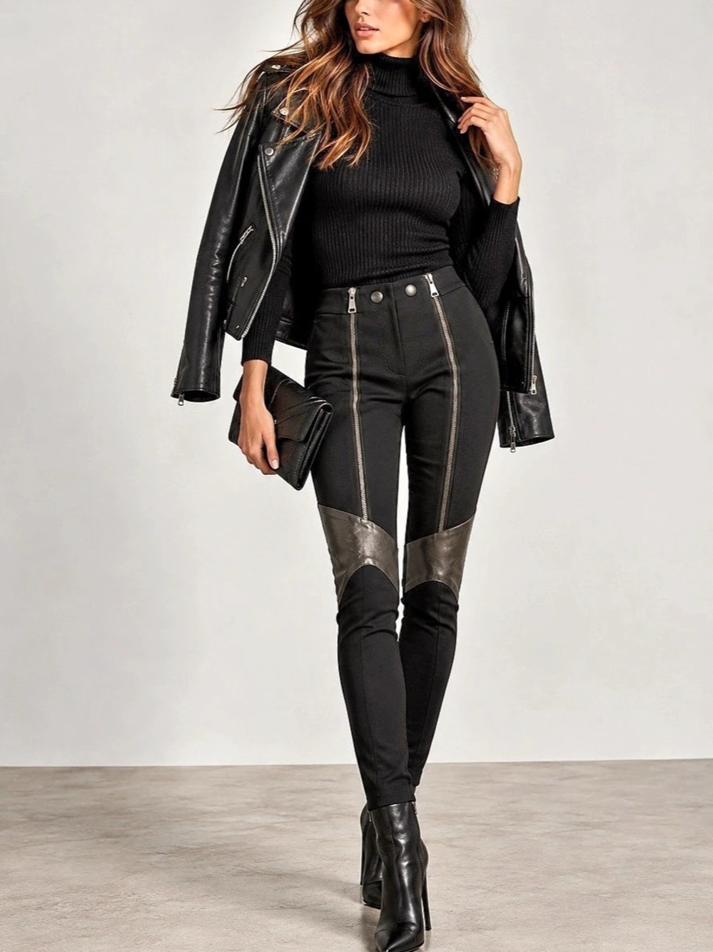 Ssense Givenchy Black Zipper Faux leather Detail Leggings Size 36 NWT XS 0